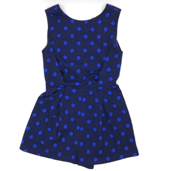 Topshop Blue Polka Dot Black Lace Romper 6 - Picture 6 of 8